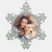 オリジナルペット写真ホリデーオーナメント スノーフレークピューターオーナメント (正面)