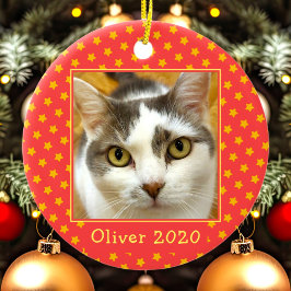 オリジナルペット写真メモリアルクリスマス セラミックオーナメント