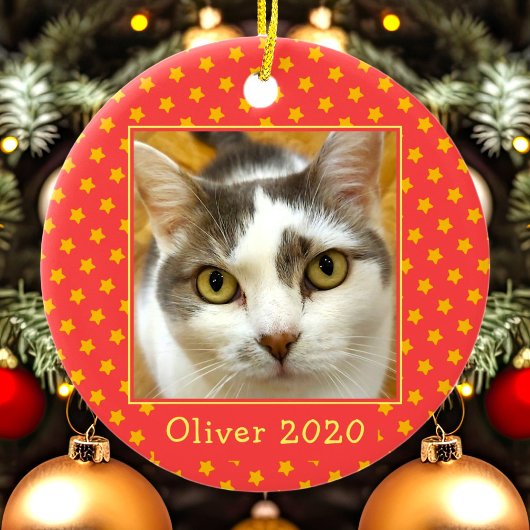 オリジナルペット写真メモリアルクリスマス セラミックオーナメント