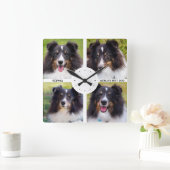 オリジナルペット写真4枚とオリジナルテキスト付き スクエア壁時計 (ホーム)