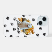 オリジナルペット写真&名前 モダンブラシストロークマグ iPhone 15ケース (裏面横)