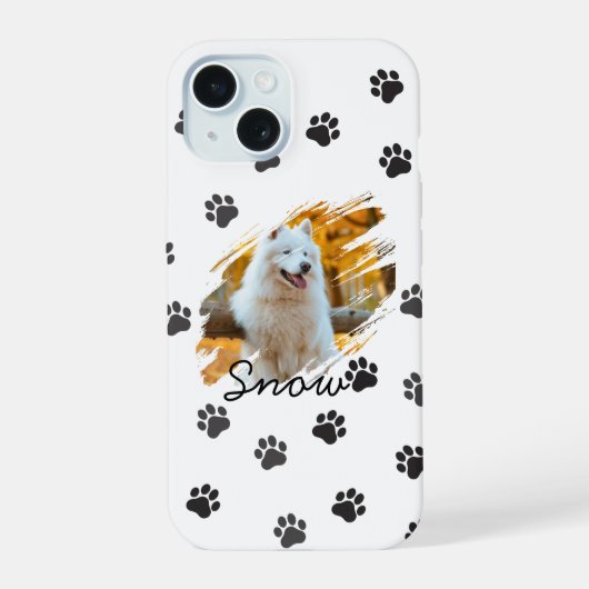 オリジナルペット写真&名前 モダンブラシストロークマグ iPhone 15ケース (裏面)