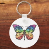 オリジナルペンとレインボーバタフライのインクスケッチ。 キーホルダー (正面)