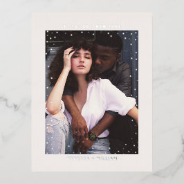 オリジナルホリデー写真 ウェディング セーブ・ザ・デート 箔招待状ポストカード