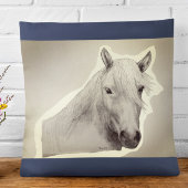 オリジナルホーススピリット動物白黒スケッチ クッション