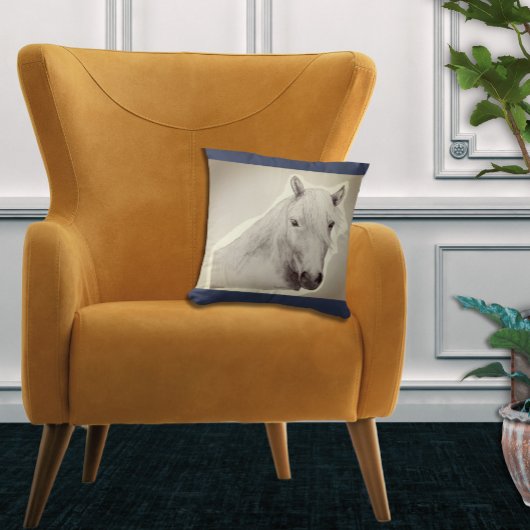 オリジナルホーススピリット動物白黒スケッチ クッション