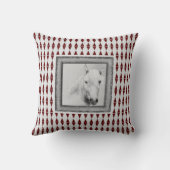 オリジナルホーススピリット動物白黒スケッチ クッション (裏面)