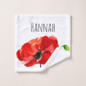 オリジナルポピー水彩画春パーソナライズされたBTS バスタオルセット (ウォッシュタオル)