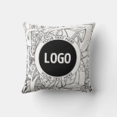 オリジナルモダンラインアートワークとロゴ クッション (裏面)