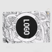 オリジナルモダンラインアートワークとロゴ ゴルフタオル (横)