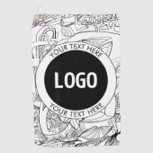 オリジナルモダンラインアートワークとロゴ ゴルフタオル (正面)