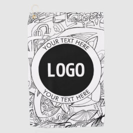 オリジナルモダンラインアートワークとロゴ ゴルフタオル