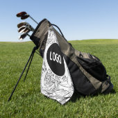 オリジナルモダンラインアートワークとロゴ ゴルフタオル (グリーン)