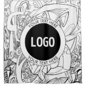 オリジナルモダンラインアートワークとロゴ シャワーカーテン (正面)