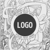 オリジナルモダンラインアートワークとロゴ シール (正面)