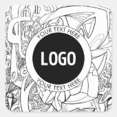 オリジナルモダンラインアートワークとロゴ スクエアシール (正面)