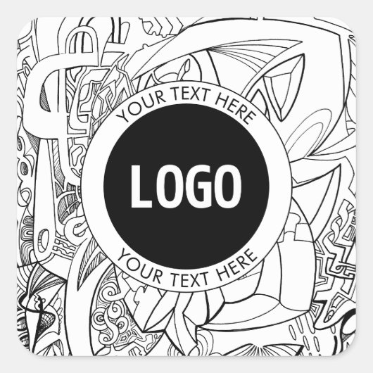 オリジナルモダンラインアートワークとロゴ スクエアシール (正面)