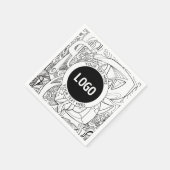 オリジナルモダンラインアートワークとロゴ スタンダードカクテルナプキン (角)