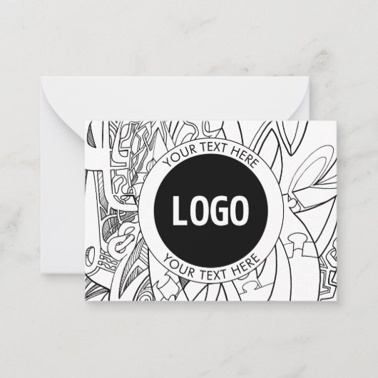 オリジナルモダンラインアートワークとロゴ ノートカード (正面)