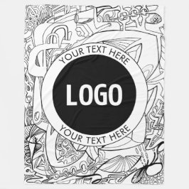 オリジナルモダンラインアートワークとロゴ フリースブランケット