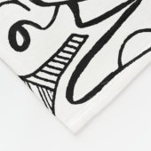 オリジナルモダンラインアートワークとロゴ フリースブランケット (角)