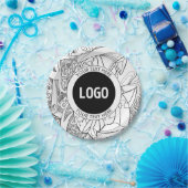 オリジナルモダンラインアートワークとロゴ ペーパープレート (パーティー)