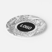 オリジナルモダンラインアートワークとロゴ ペーパープレート (アングル)