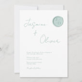 オリジナルモノグラムのセージグリーンのワックスシール 夏のウェディング 招待状 (正面)