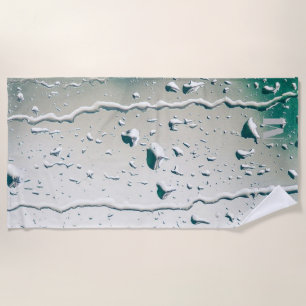 オリジナルモノグラムの白い雨滴 バチェロレッテ  ビーチタオル