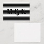 オリジナルモノグラムイニシャル ブラックホワイトストライプ ノートカード (正面/裏面)