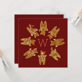 オリジナルモノグラムジンジャーブレッドキャット - 手描き カード (正面/裏面インサイチュ)