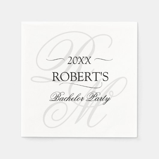 オリジナルモノグラム おしゃれ ミニマル バチェラーパーティー スタンダードカクテルナプキン (正面)