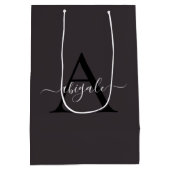 オリジナルモノグラム ブラック アイアングレー | ミニマル エレガント ミディアムペーパーバッグ (裏面)