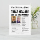 オリジナルモノグラム、ユーモア新聞結婚式 招待状 (スタンド正面)