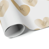 オリジナルモノグラム、2つのゴールドハート ラッピングペーパー (ロールコーナー)