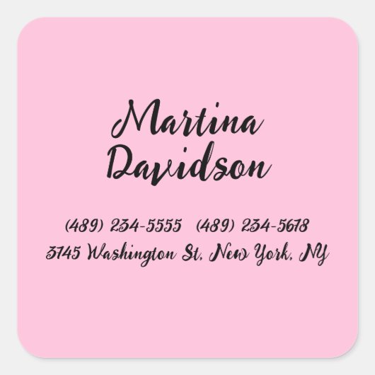 オリジナルユニークピンククリエイティブ書道 スクエアシール (正面)