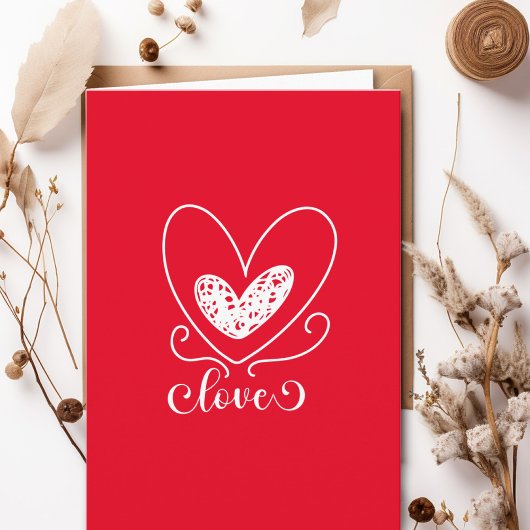 オリジナルラブポエトリー可愛い赤いハートバレンタインデー カード