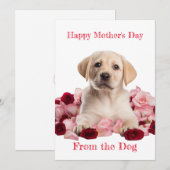 オリジナルラブラドール子犬とバラの母の日カード シーズンカード (正面/裏面)