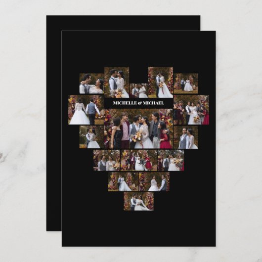 オリジナルラブ ハート型 フォトコラージュをデザイン 案内状 (正面/裏面)