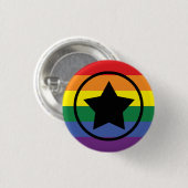 オリジナルレインボープライドフラッグと星付きサークル 缶バッジ (正面&裏面)