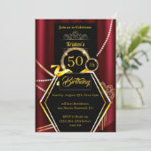 オリジナルレッドバースデー招待状 招待状 (スタンド正面)