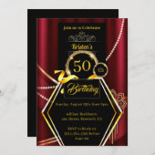 オリジナルレッドバースデー招待状 招待状 (正面/裏面)