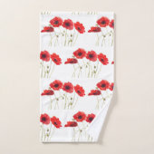 オリジナルレッドポピー花フローラガーデンフレッシュ バスタオルセット (ハンドタオル)