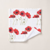 オリジナルレッドポピー花フローラガーデンフレッシュ バスタオルセット (ウォッシュタオル)