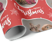 オリジナルレッドメリークリスマス サークルフォト ラッピングペーパー (ロールコーナー)