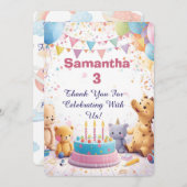 オリジナルレトロな感謝カード | 子供の誕生日 サンキューカード (正面/裏面)