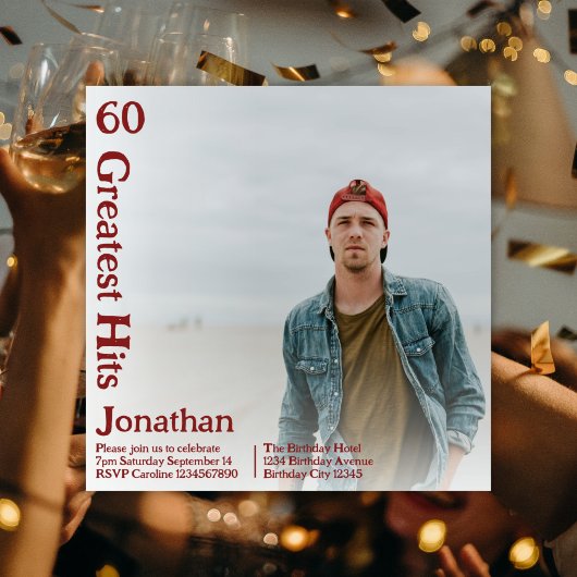 オリジナルレトロアルバムカバー ミュージック 60歳の誕生日 招待状