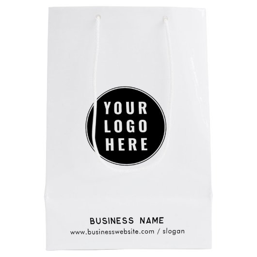 オリジナルロゴとウェブサイトのカスタムプロモーションを追加 ミディアムペーパーバッグ (裏面)