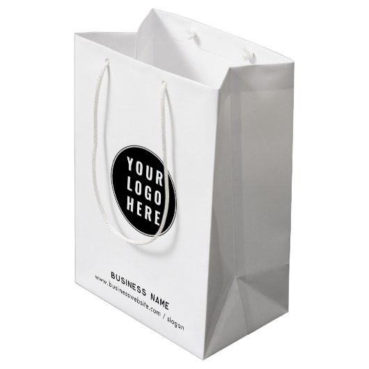 オリジナルロゴとウェブサイトのカスタムプロモーションを追加 ミディアムペーパーバッグ (裏面アングル)