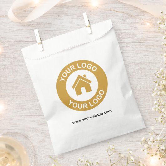 オリジナルロゴとテキストのギフトバッグ フェイバーバッグ (クリップ留めされた状態)